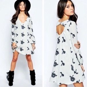 Free People Austin Emma Tunic Swing Dress Embroidered Long Sleeve Women's L